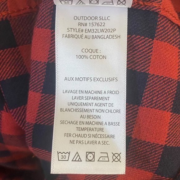 Eddie Bauer Button Down Flannel Shirt Mens 2XL Red Black Casual Long Sleeve NEW - Picture 12 of 14